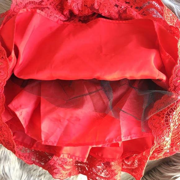 Biscotti Collezione Black Velvet Red Sequin Dress NWOT w/ red bow headband - Picture 7 of 8